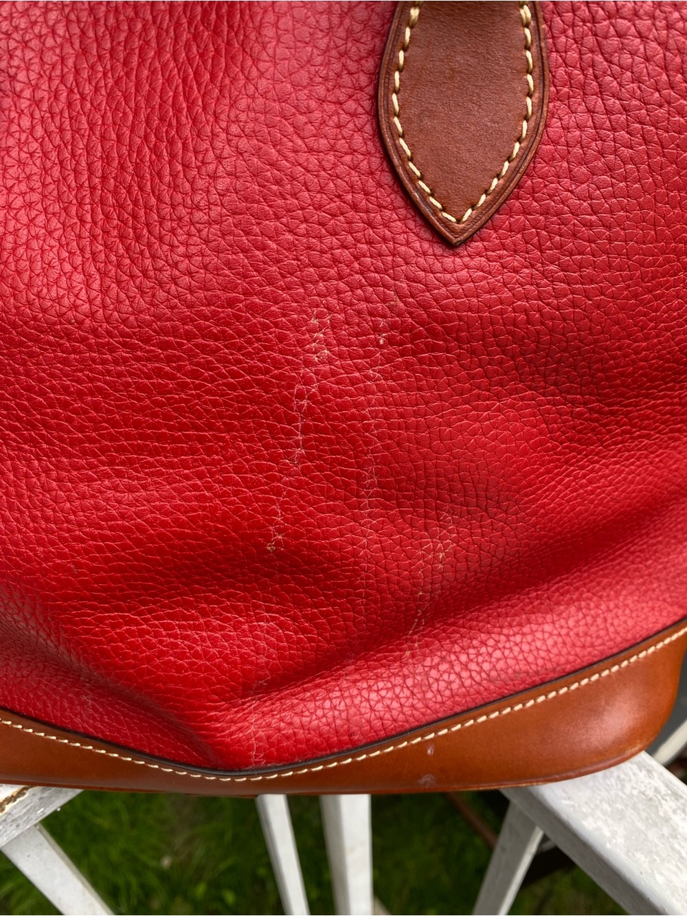 Dooney & Bourke Red Pebbled Leather Satchel Top Handle Bag Crossbody Strap - Picture 4 of 10